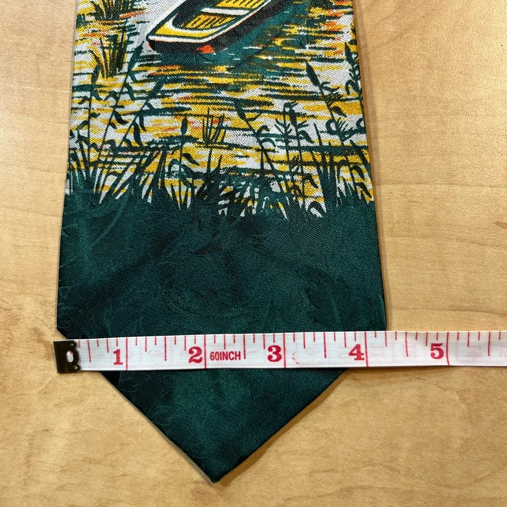 VTG Men's Bird Duck Lake Boat Nature Novelty Print Necktie Bird Life